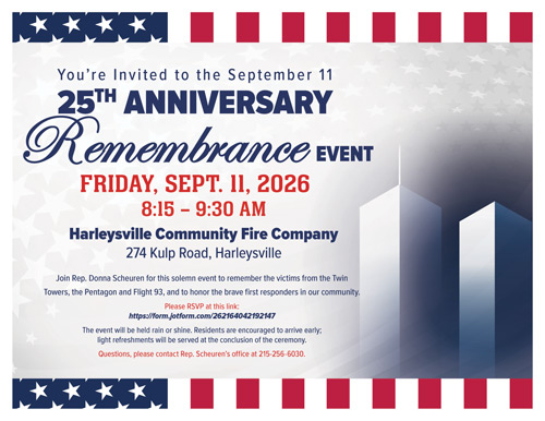 Scheuren to Host 25th Anniversary Sept. 11 Remembrance Event 